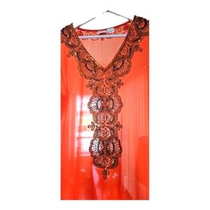 Embellished beaded sheer tunic